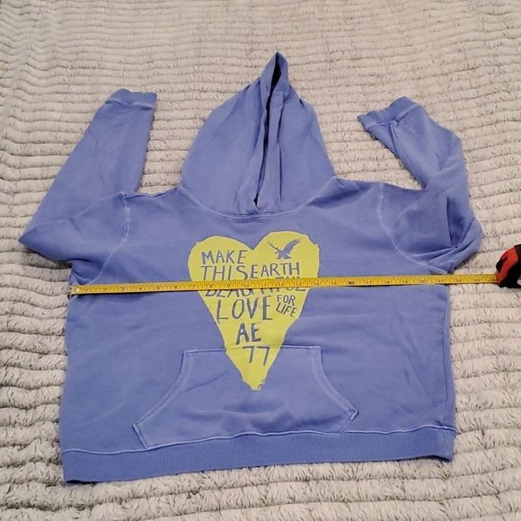 American Eagle blueish-purple make this earth beautiful 4life sweatshirt size L - Picture 7 of 8
